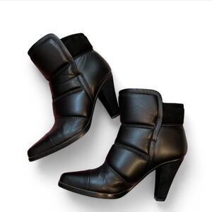 Chloe Black Lamb Leather And Suede Heel Boots Size 9